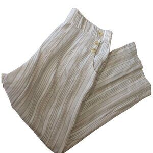 Land 'n Sea Large NWOT White, Tan, Beige Pinstripes Size Large Linen Ble…